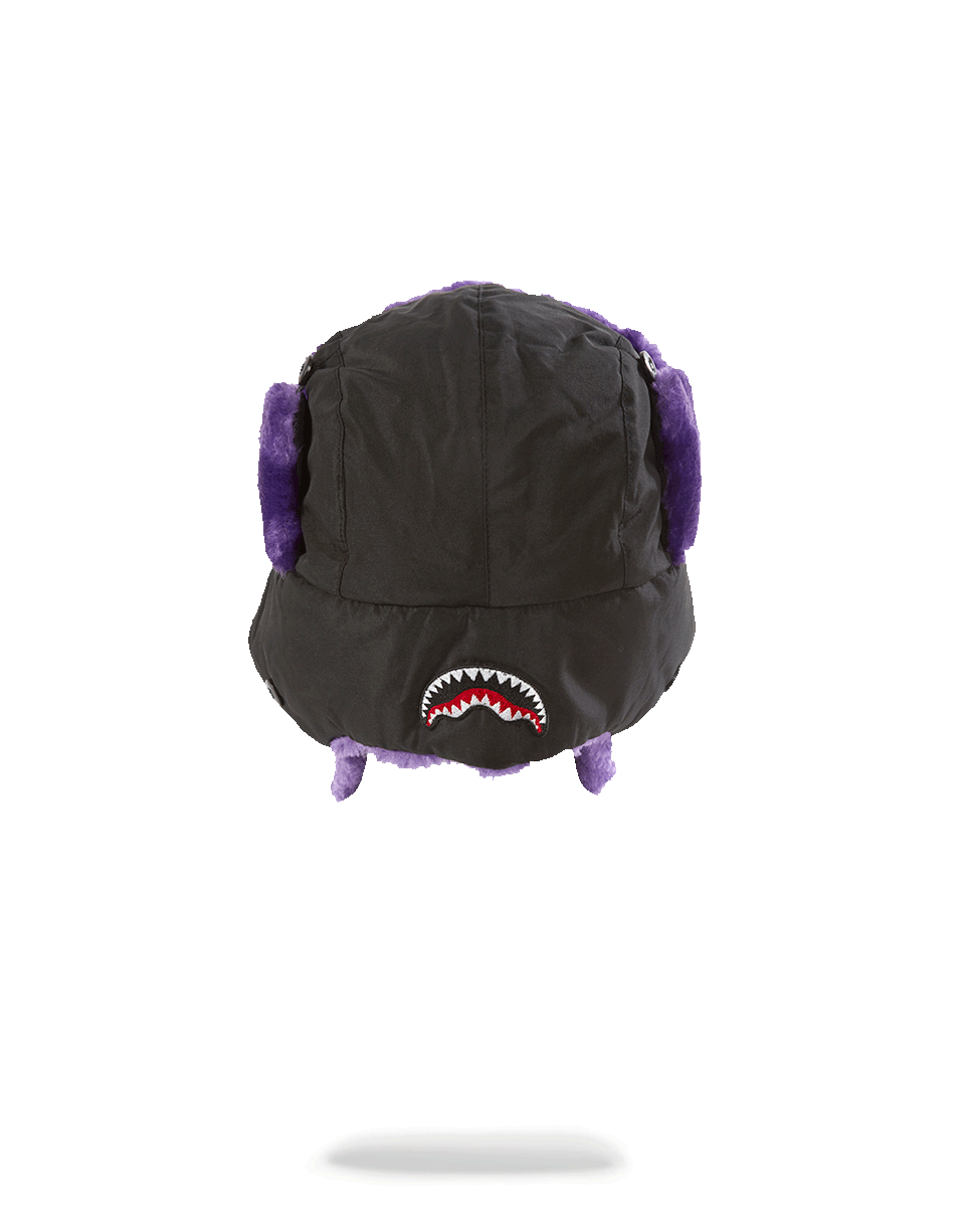 BLACK 3M PURPLE FUR AVIATOR HAT - Image 2