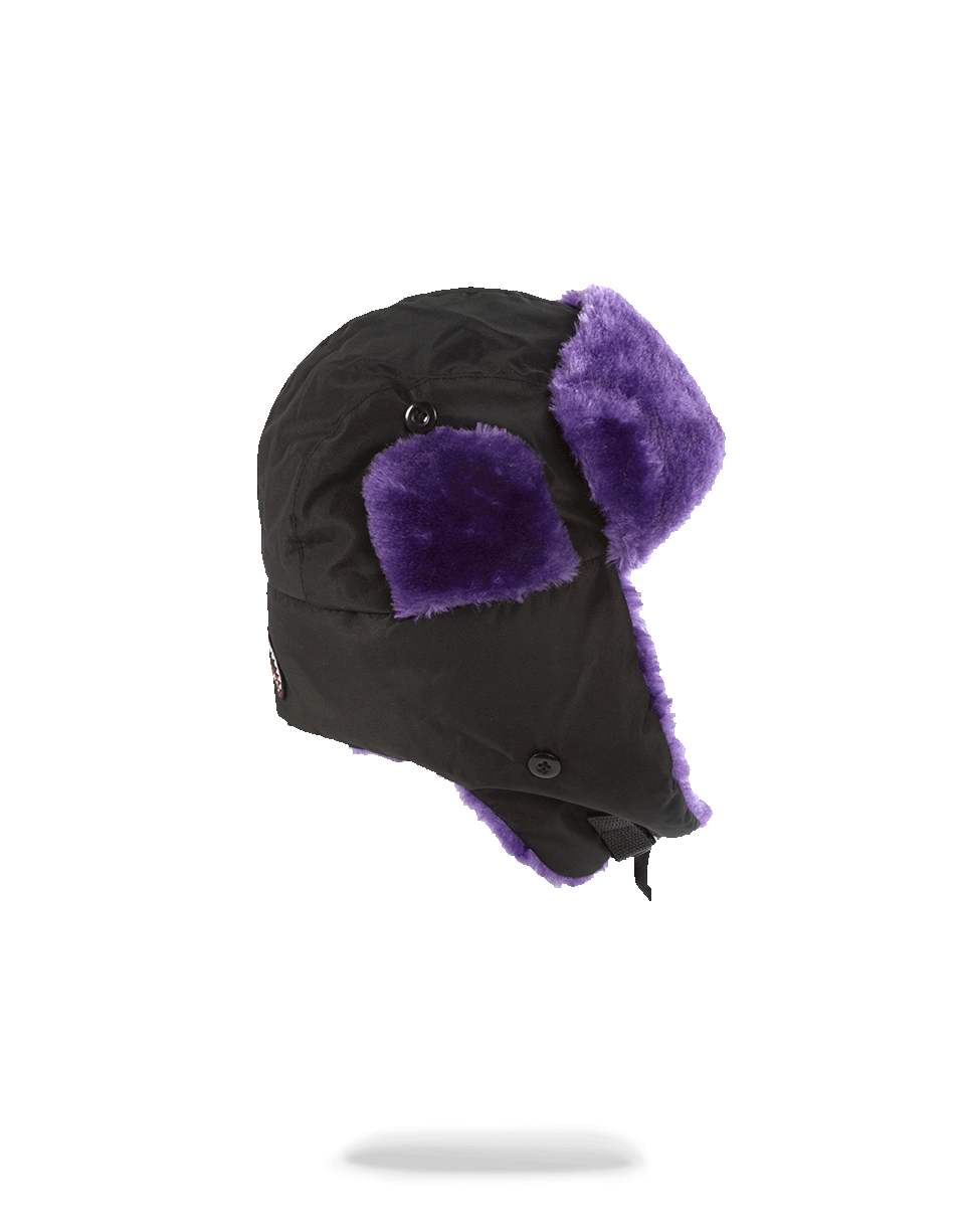 BLACK 3M PURPLE FUR AVIATOR HAT - Image 3