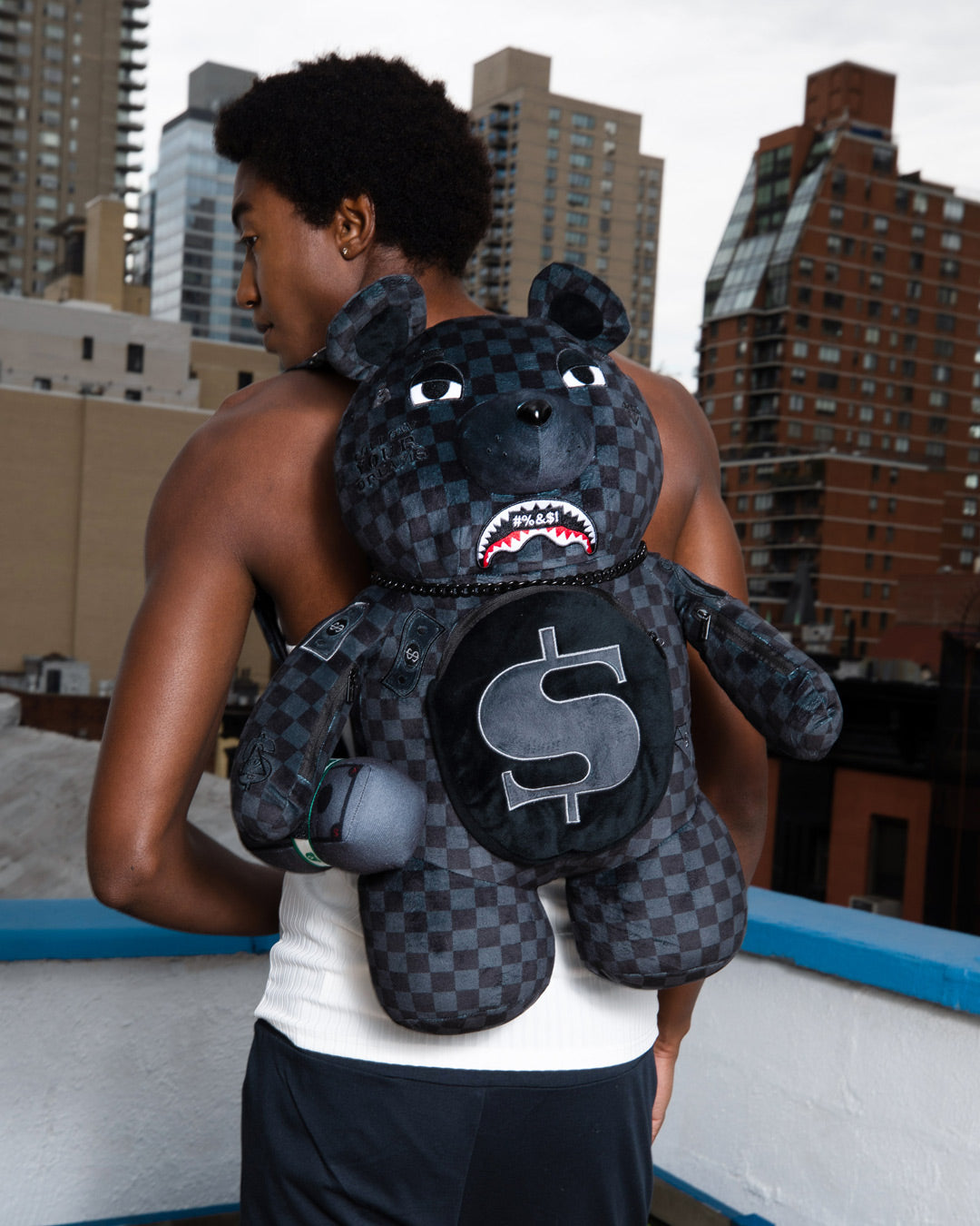 'WHAT THE BEEP' SHARK MONEYBEAR TEDDYBEAR BACKPACK - Image 2